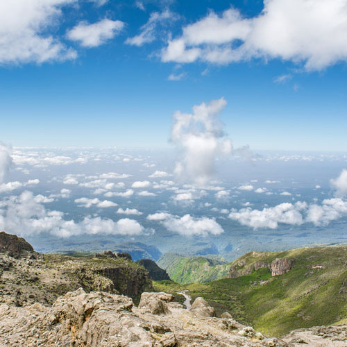 Lower clouds seen from a path on Mount Kilimanjaro