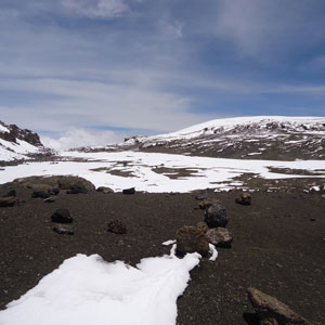 Snow-covered paths on Mount Kilimanjaro