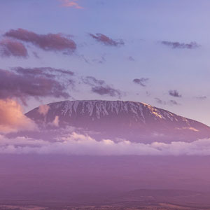 Mount Kilimanjaro from a distance with clouds